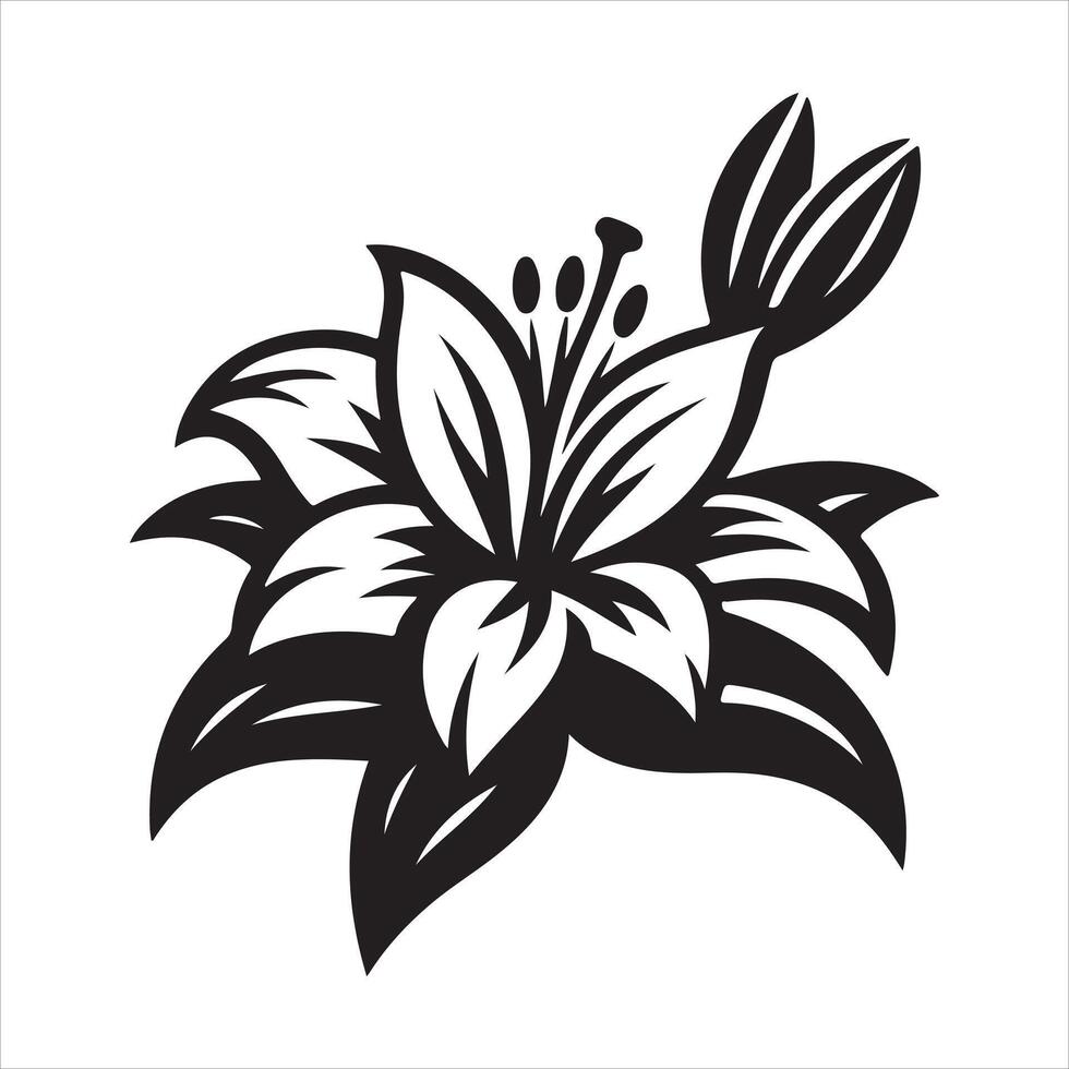 Lily flower silhouette vector
