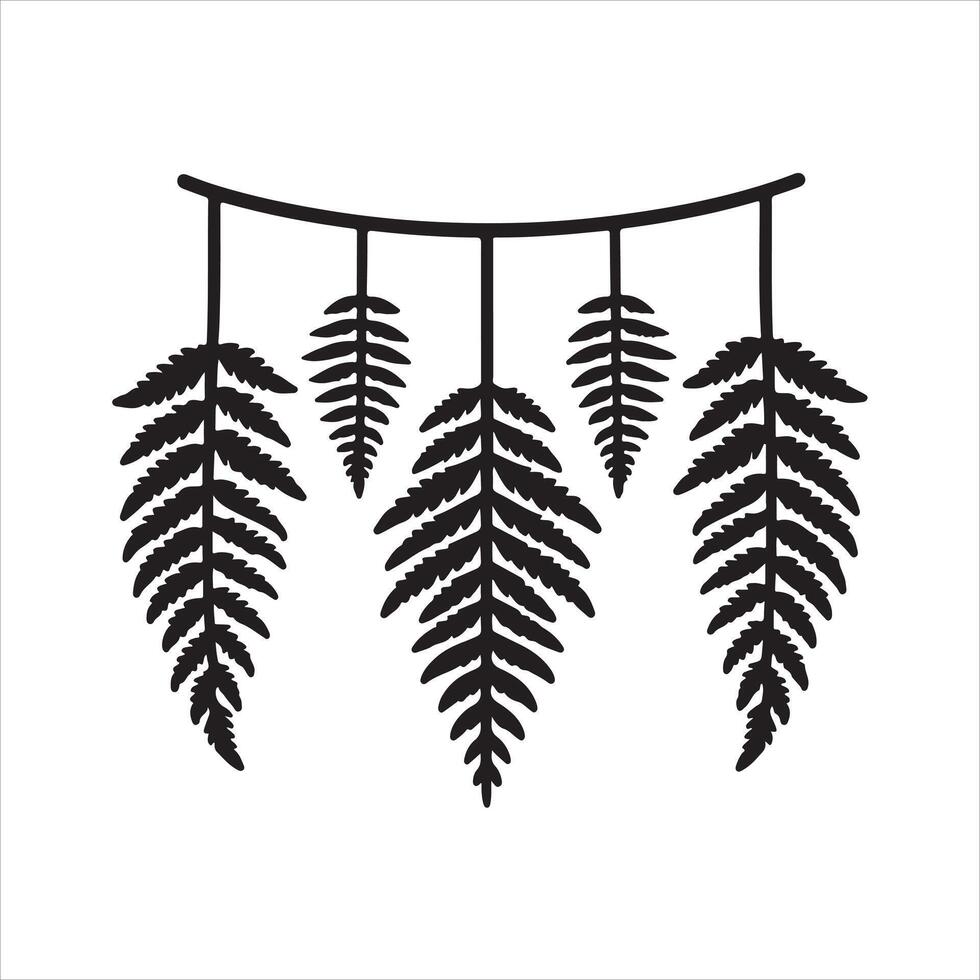Hanging Fern Silhouette Art Illustration vector
