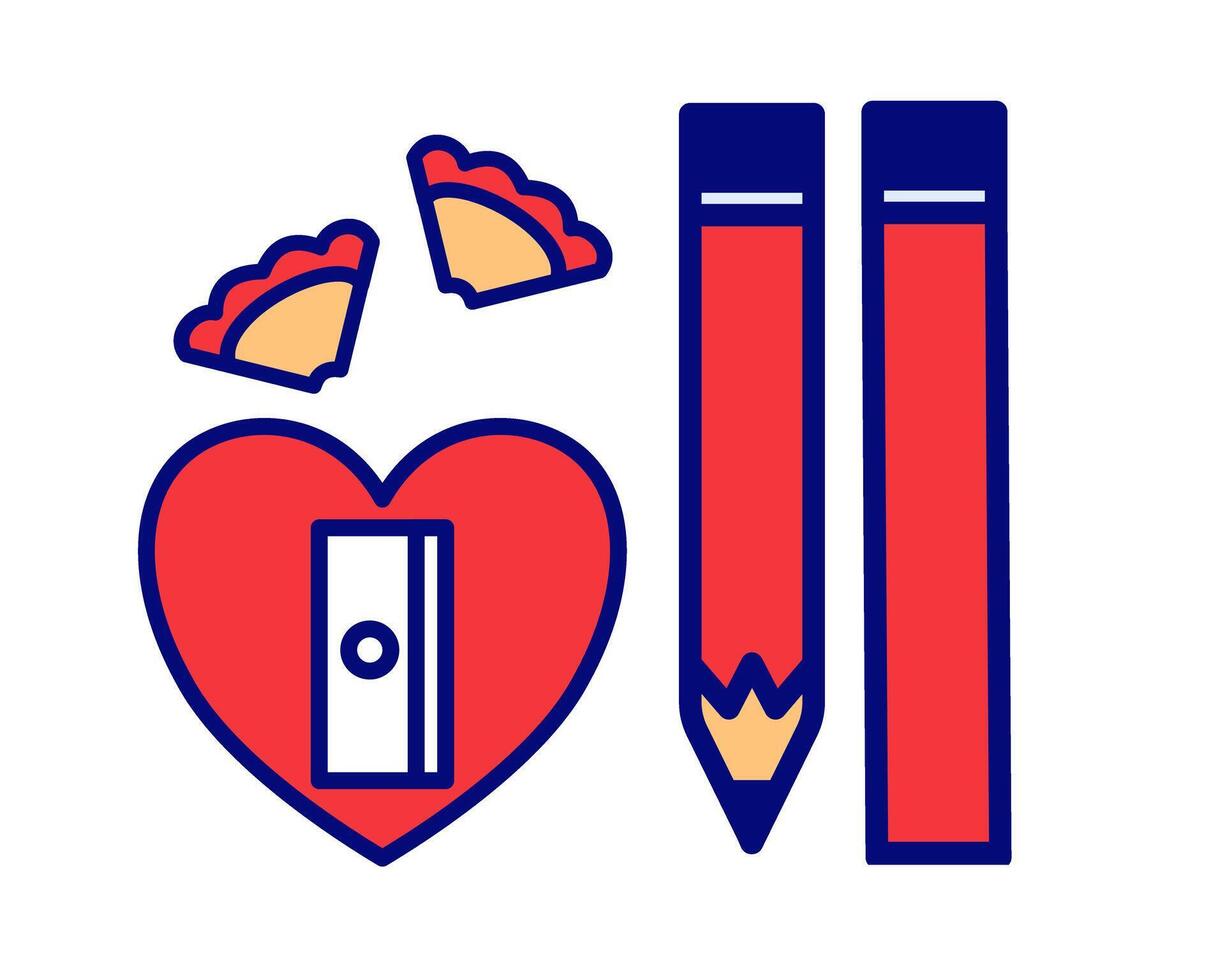 Illustration of sharpener with red love shape character, perfect for kids study stuff vector