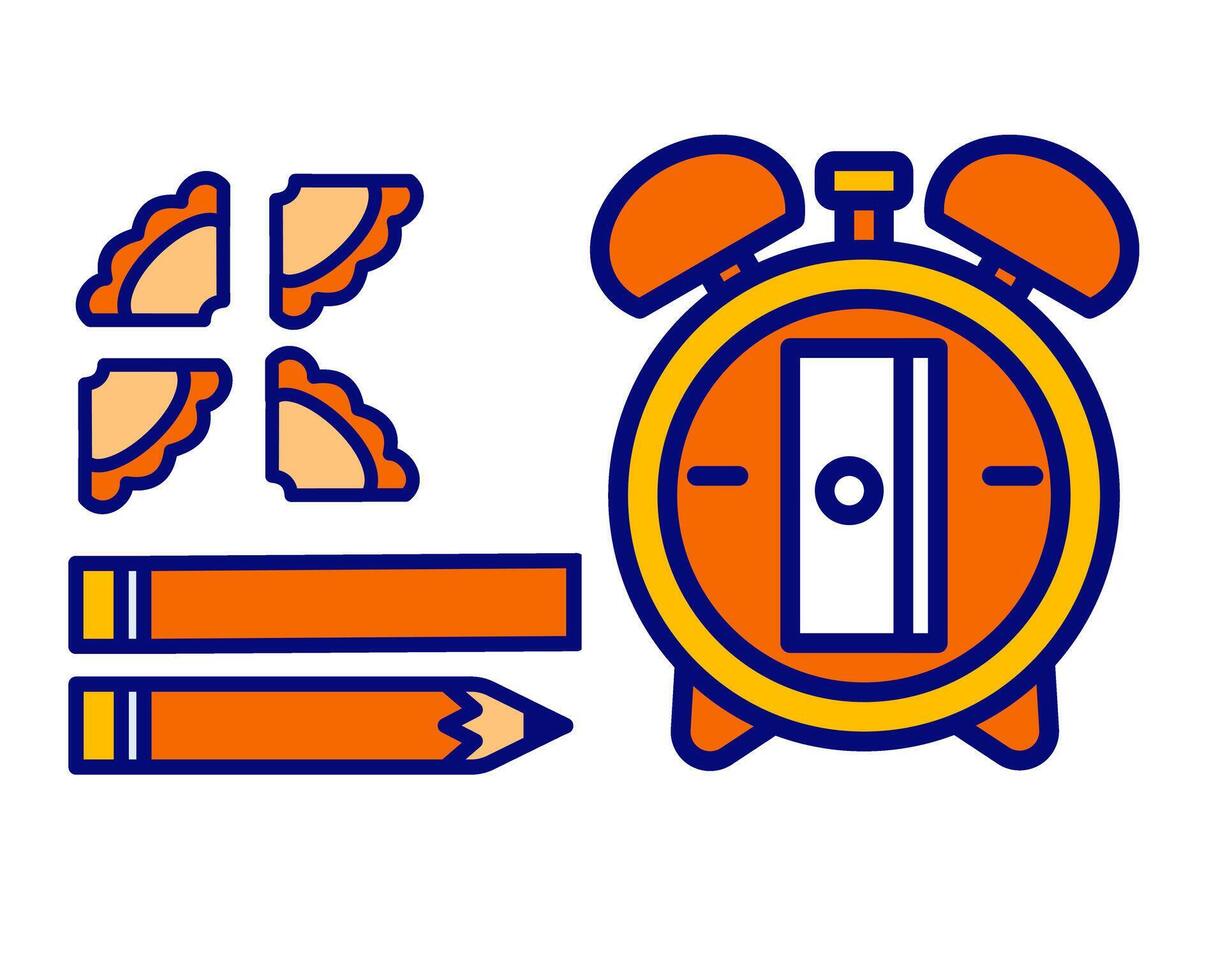 Illustration of sharpener with clock character, perfect for kids writing study stuff vector