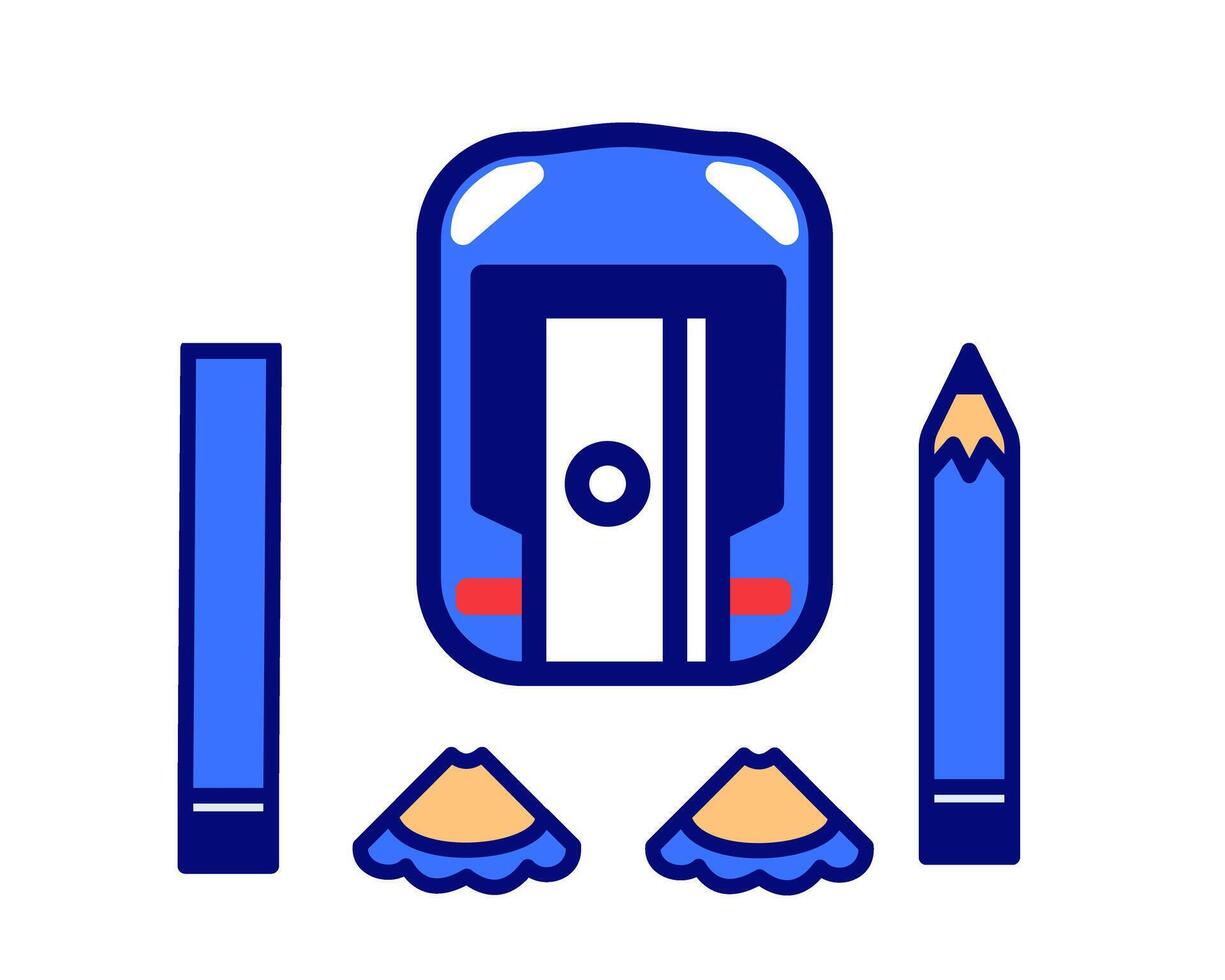 Illustration of sharpener with blue car character, perfect for kids study stuff vector