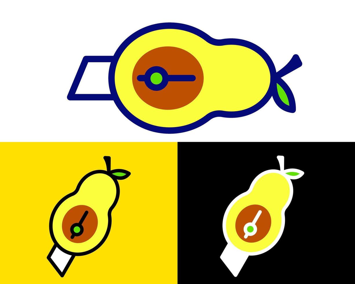 Illustration of a Fun avocado Cutter Character A mini fruit cutter designed as a avocado character, turning fruit cutting into a fun and engaging experience vector