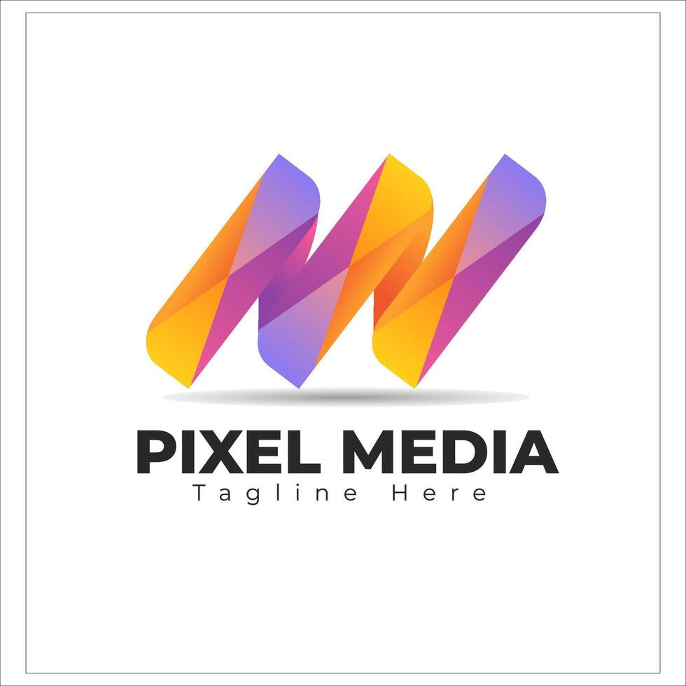 pixel media logo design vector