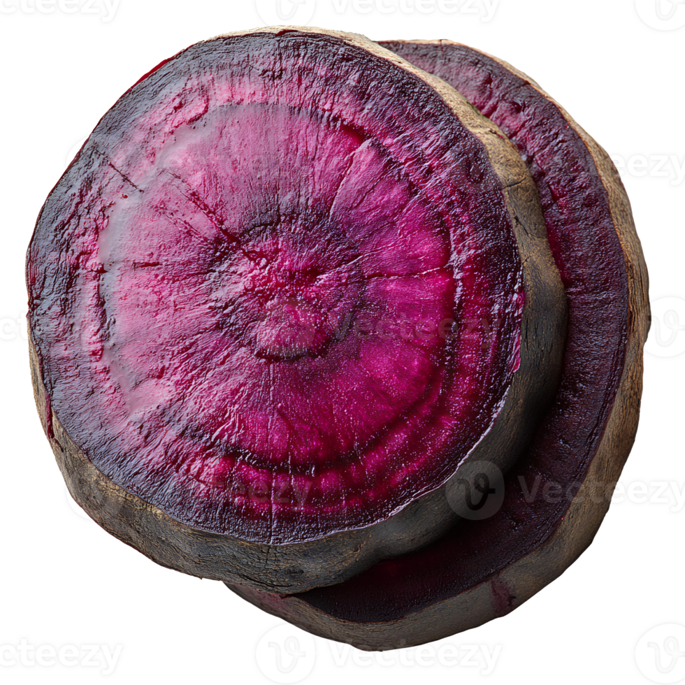 Beetroot slice , top view, flat lay design, isolated on transparent background. Fresh red beet slice with vibrant color and natural texture, perfect for food presentation and healthy recipes png
