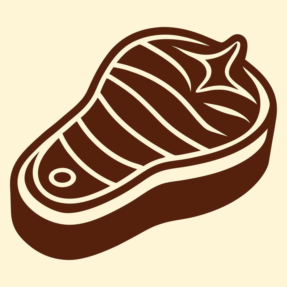 Steak icon in a brown and white style vector