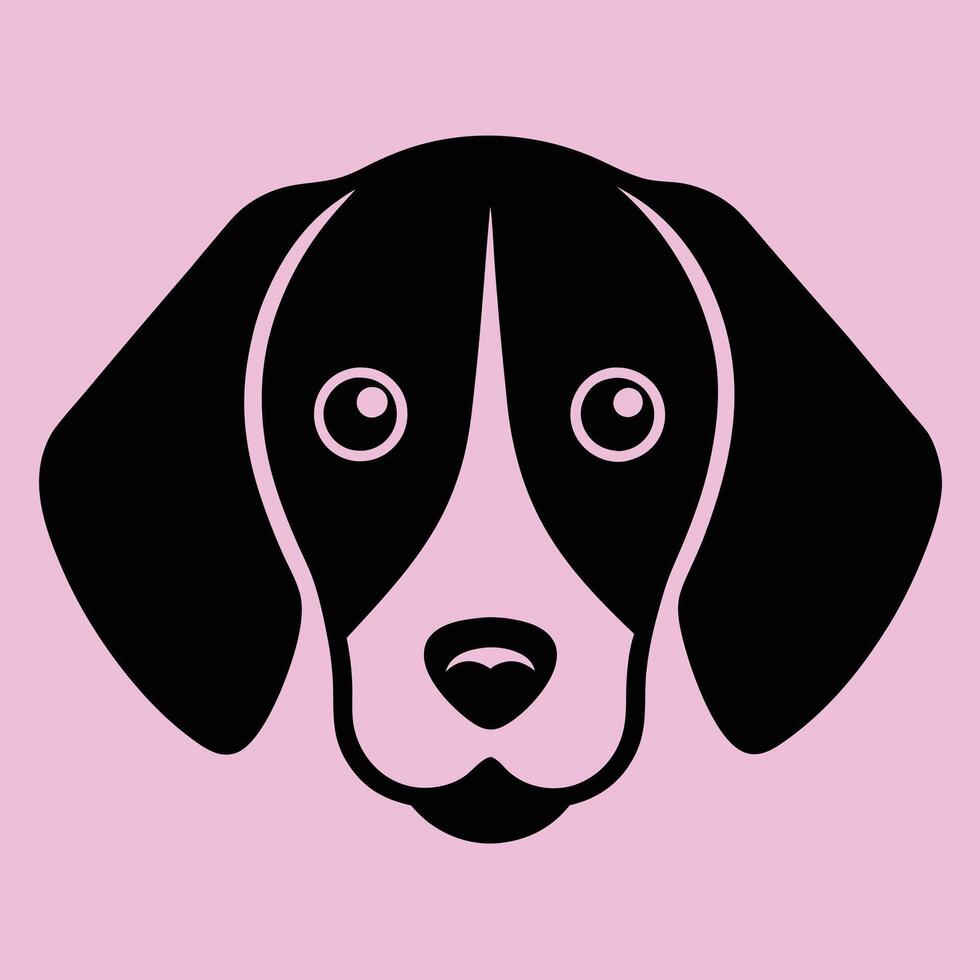 A black and pink dog head on a pink background vector