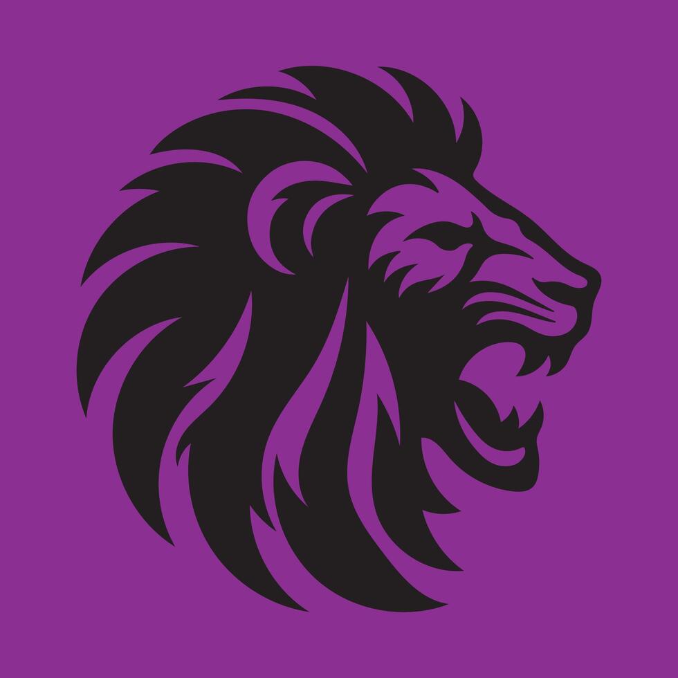 A lion head on a purple background vector