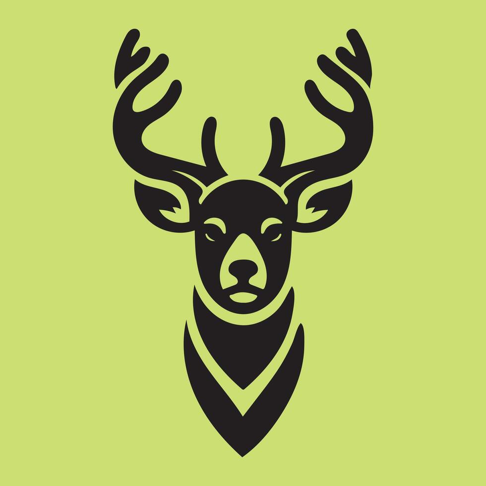 Deer head icon on green background vector