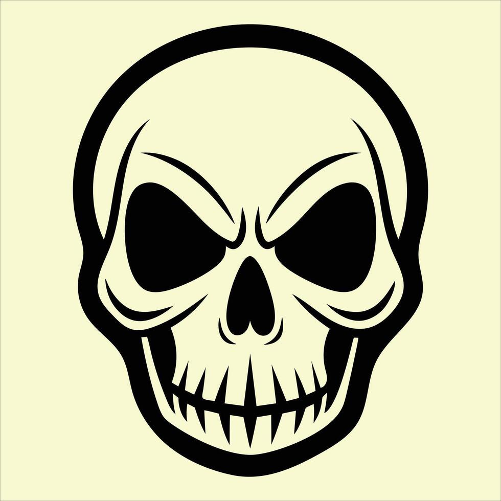 A skull with a black face bold line art with white background vector
