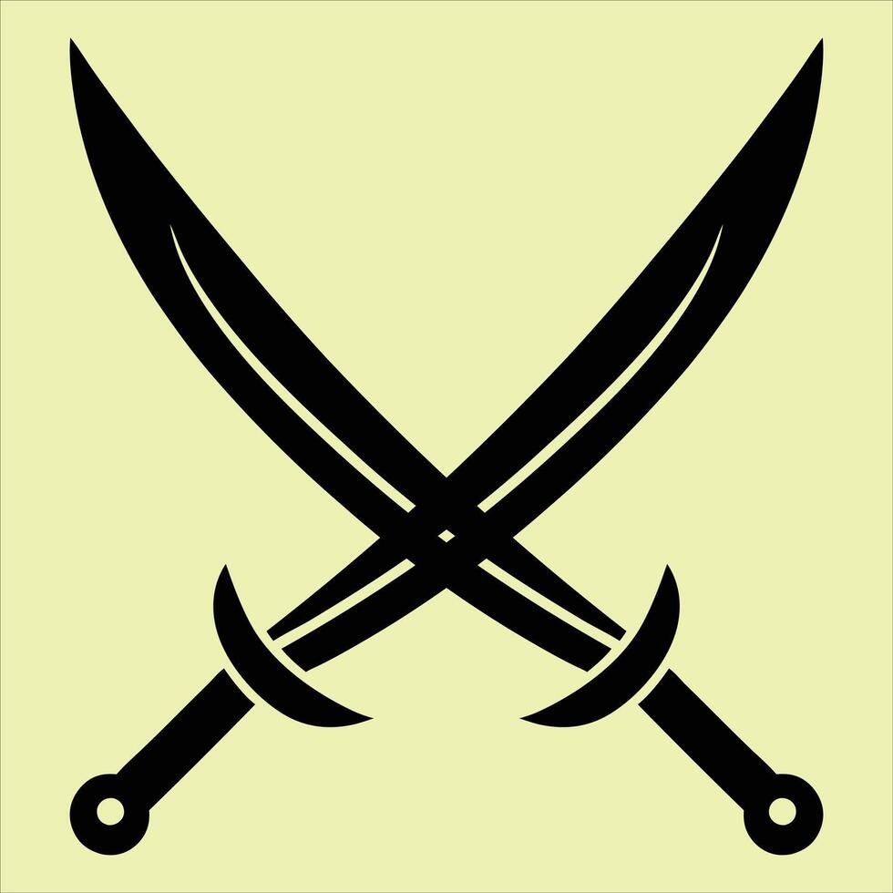 Two crossed swords on a yellow background vector