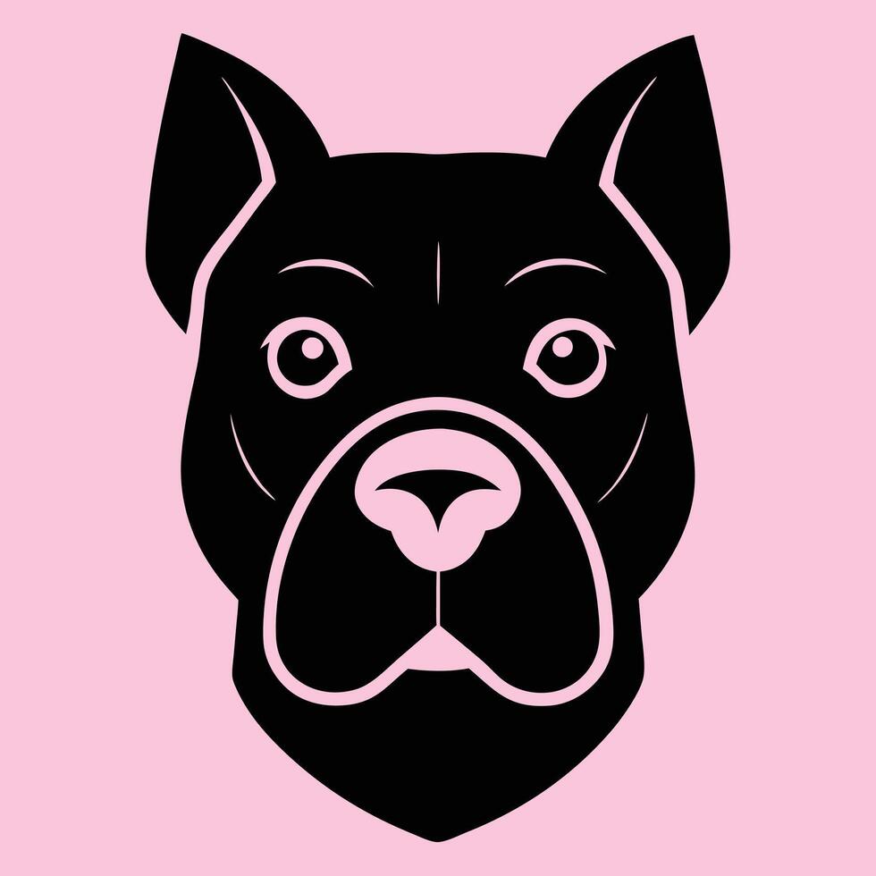 A black and pink dog head on a pink background vector