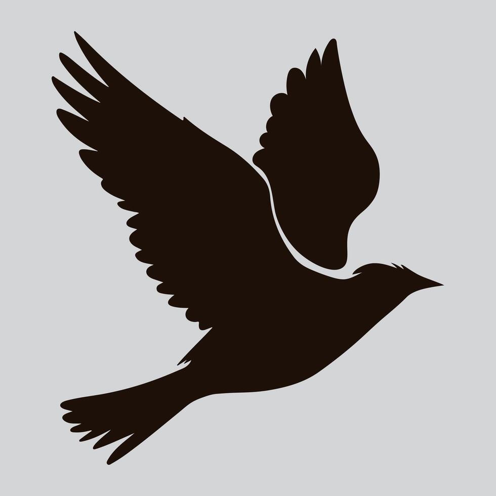 A black silhouette of a bird flying in the air vector