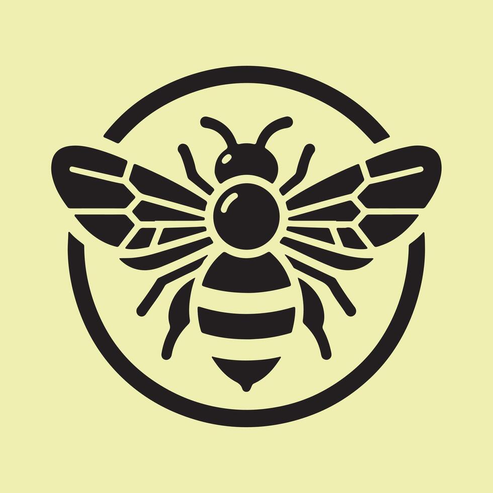 A bee logo with a black and white design vector