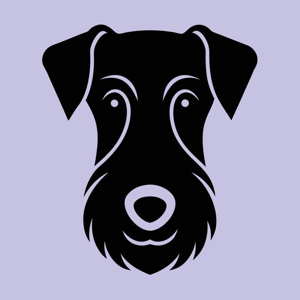 A black dog's head on a purple background vector