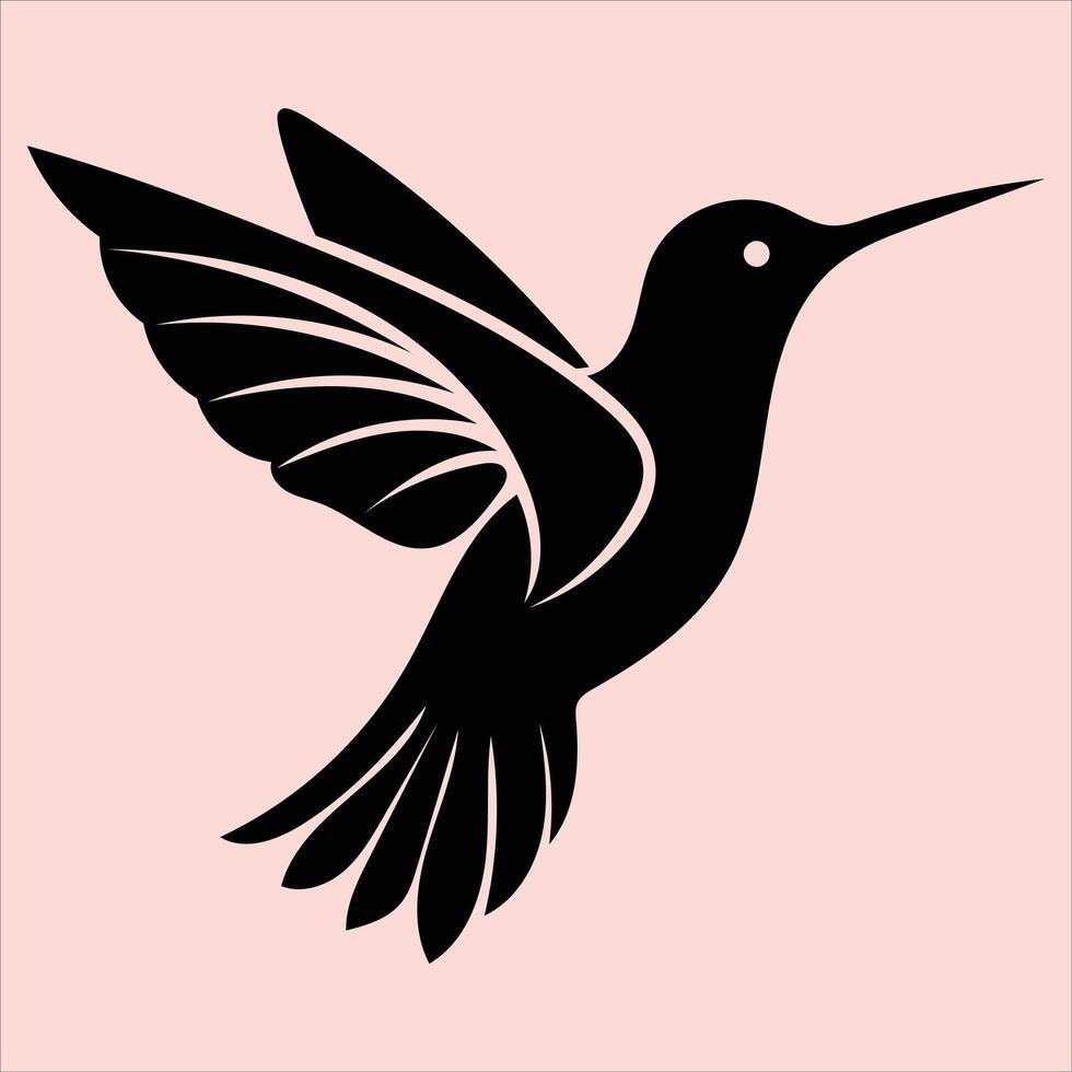 A black hummingbird on a pink background vector
