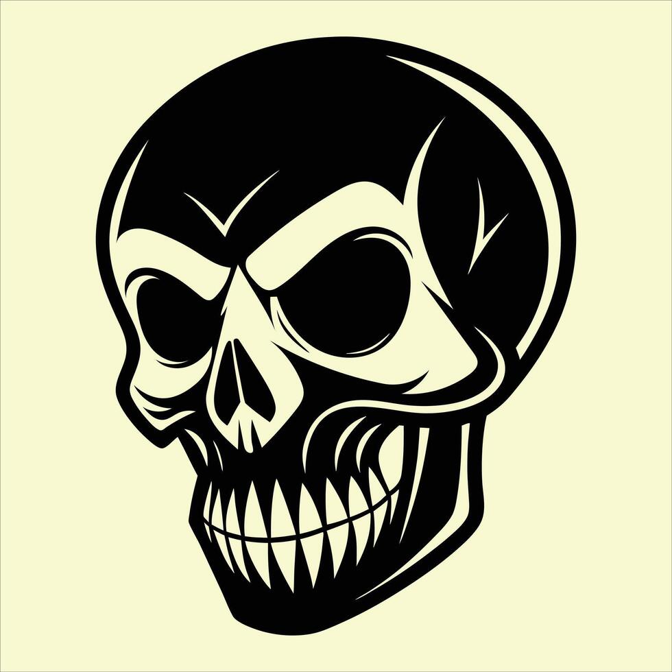 A skull with a big mouth and a big nose vector