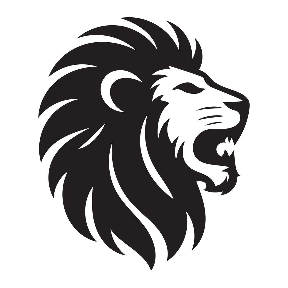 Lion head logo, black and white vector