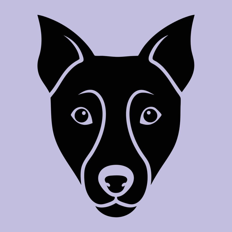 A black dog head on a purple background vector