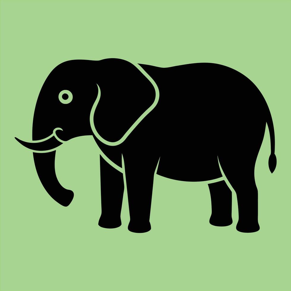 An elephant is shown in a green background vector