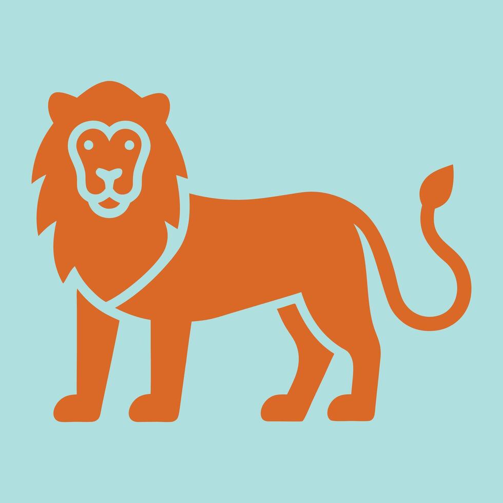 A lion is shown in an orange and blue background vector