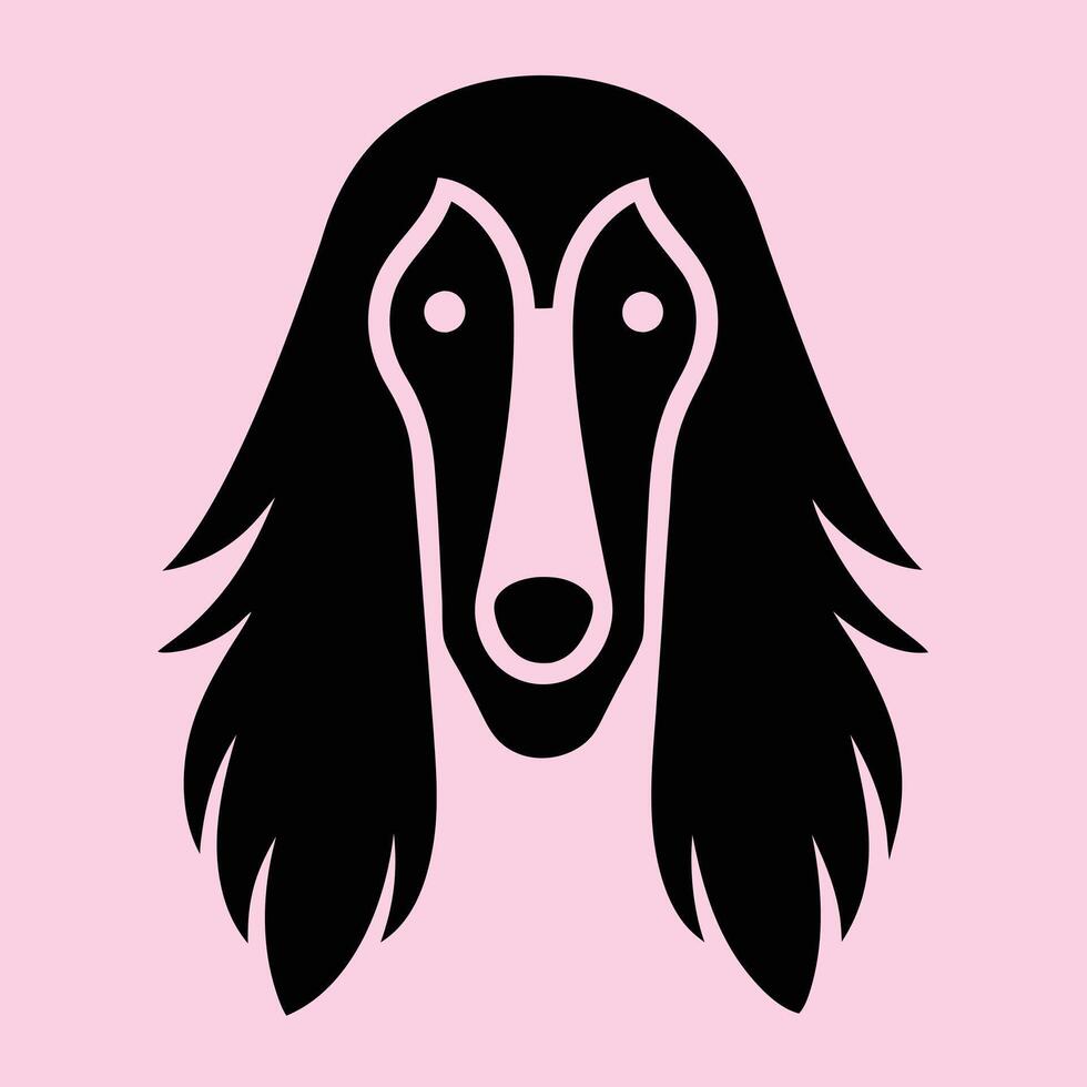 A black and pink dog head with long hair vector