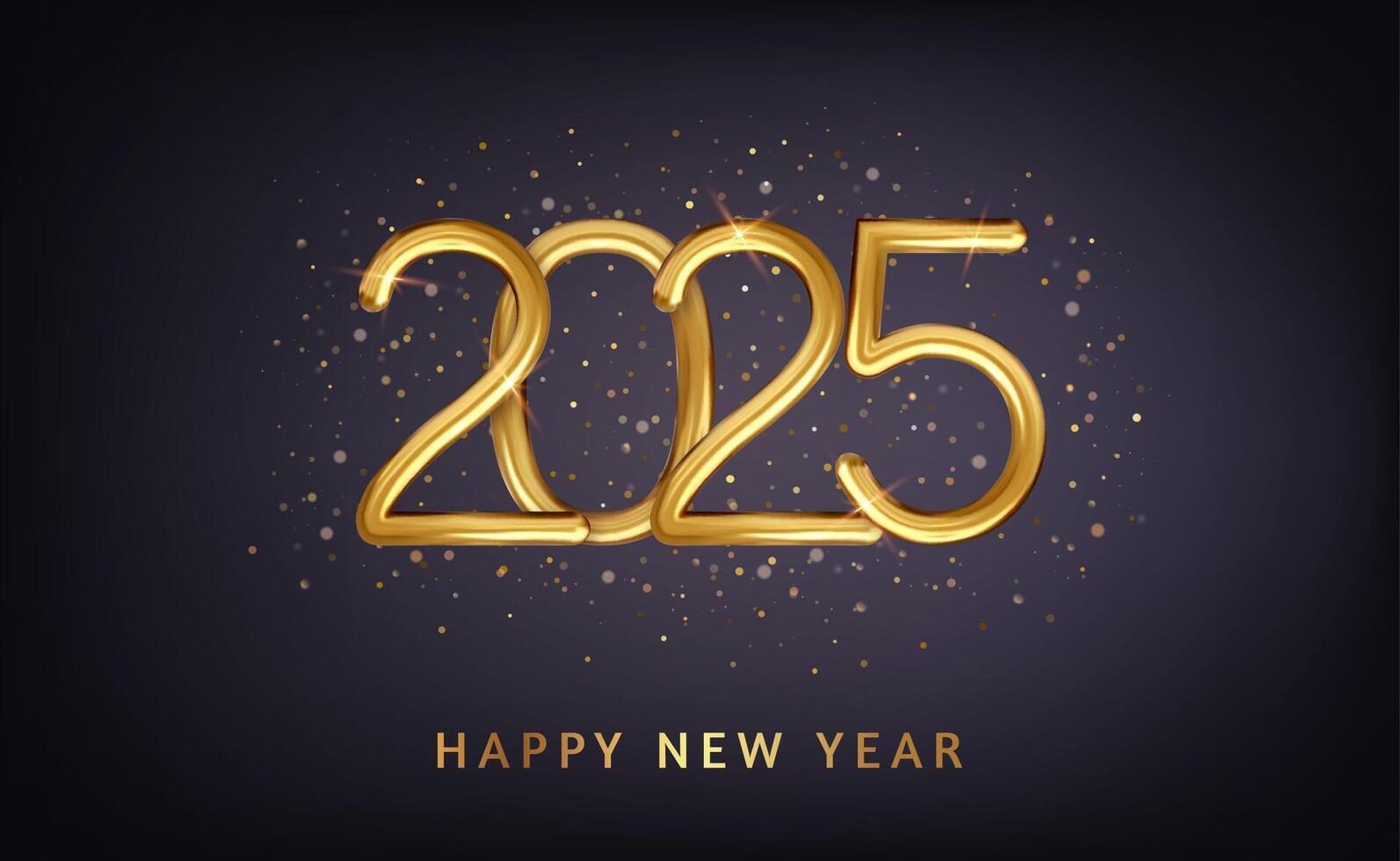 2025 Happy New Year banner with falling confett vector