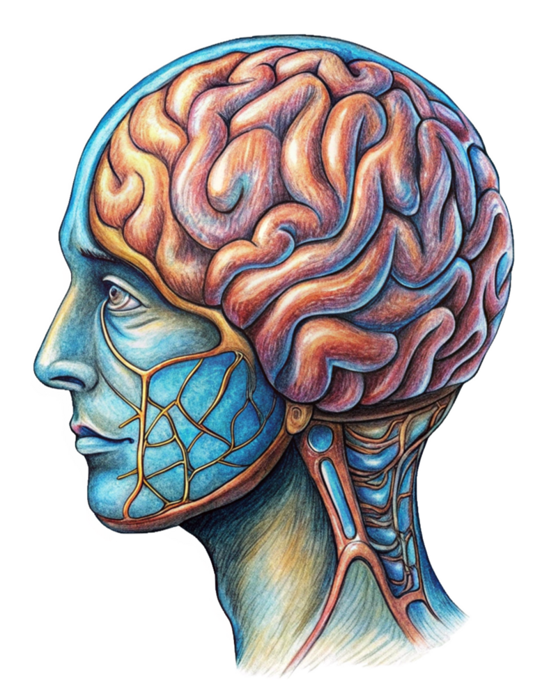 Human Brain Merging with AI Innovation png