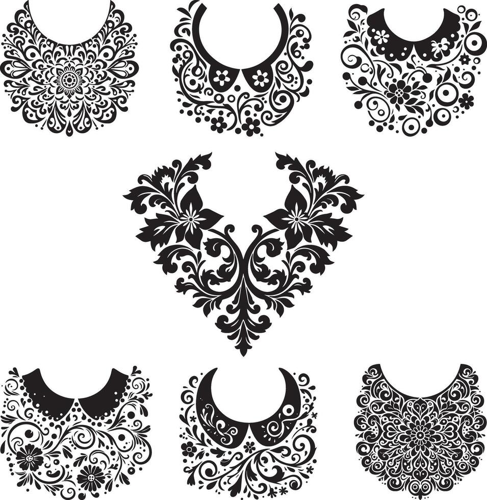 Set of ornamental collar vector