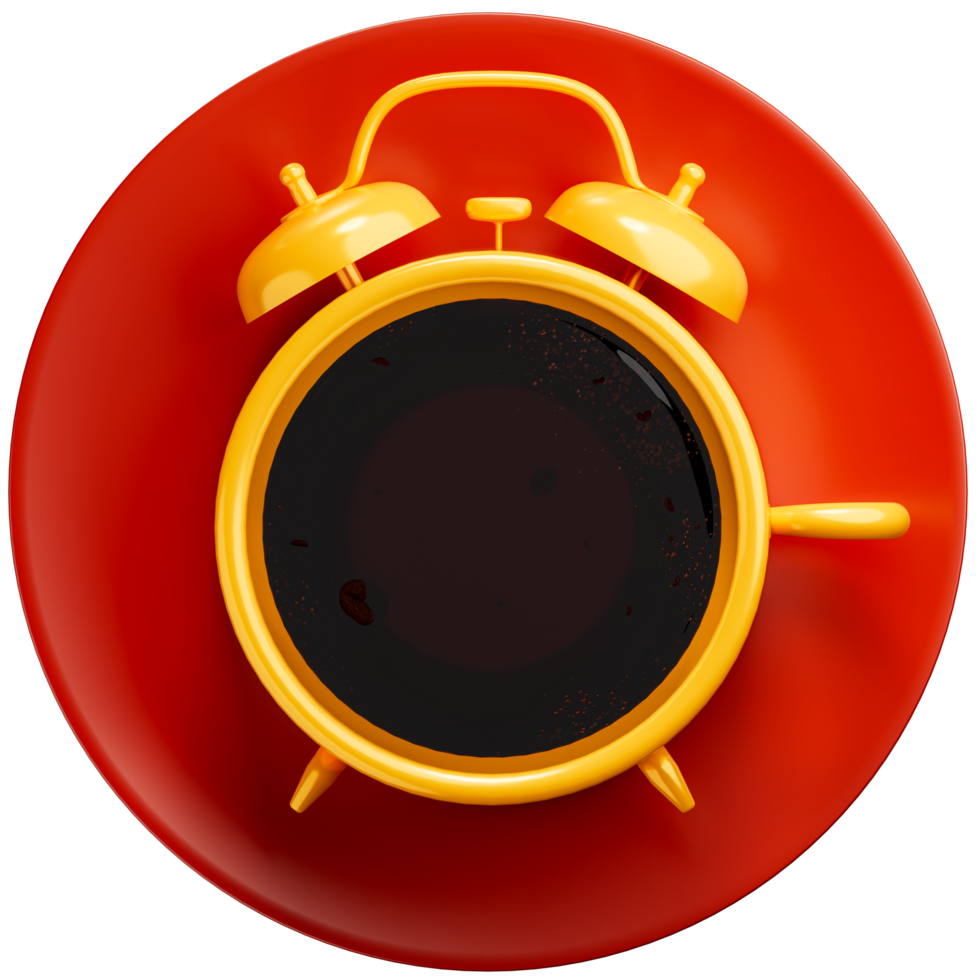 3D Photo Alarm clocks coffee time concept on transparent background png