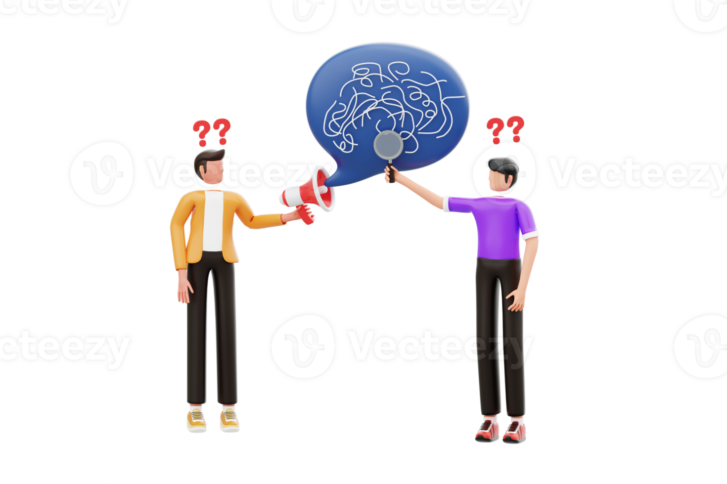 Communication Problem 3D Illustration. problem of listening and understanding, criticism and miscommunication 3d illustration png