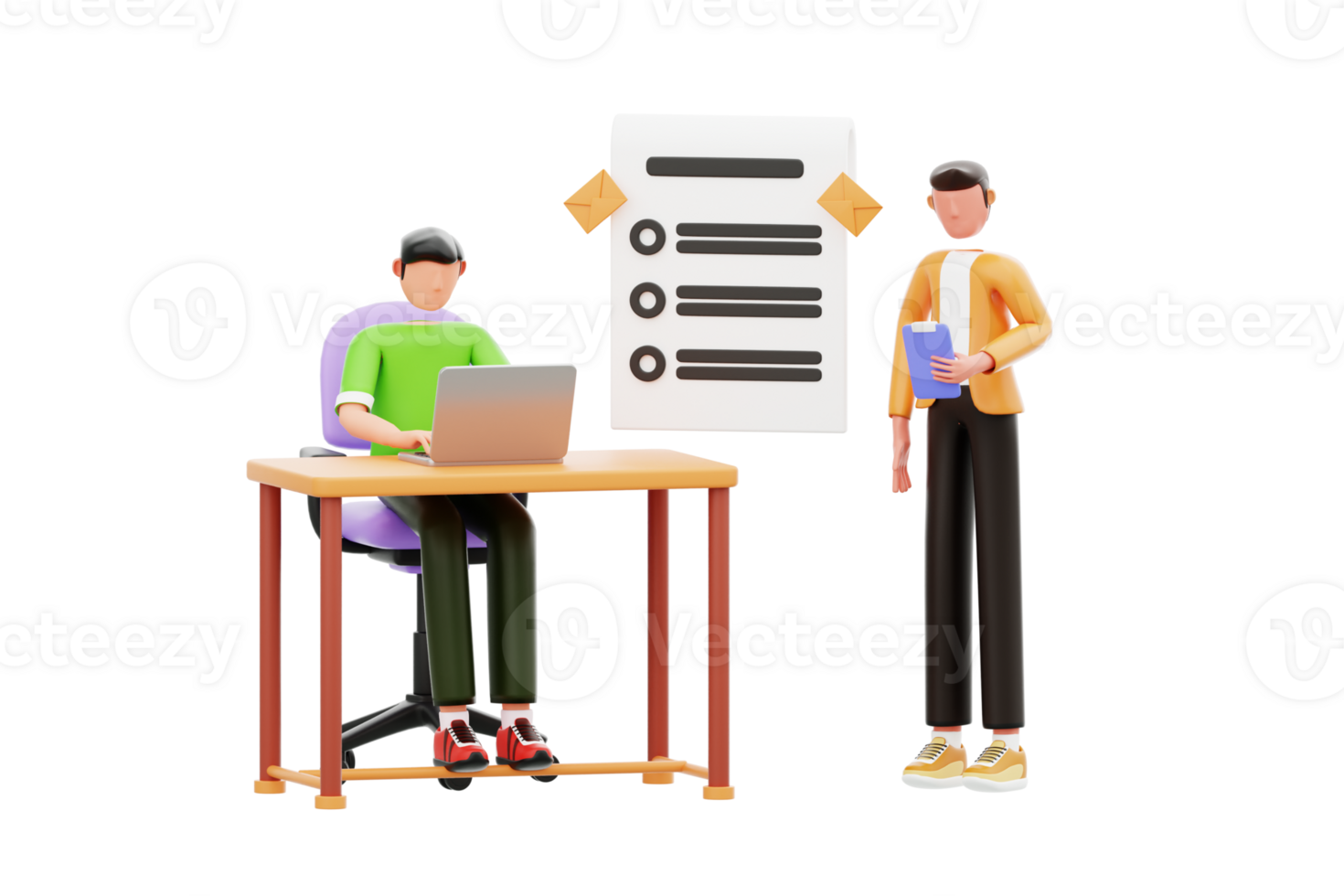 Business people talking about task 3d illustration. Team Discussing on task idea 3d illustration png