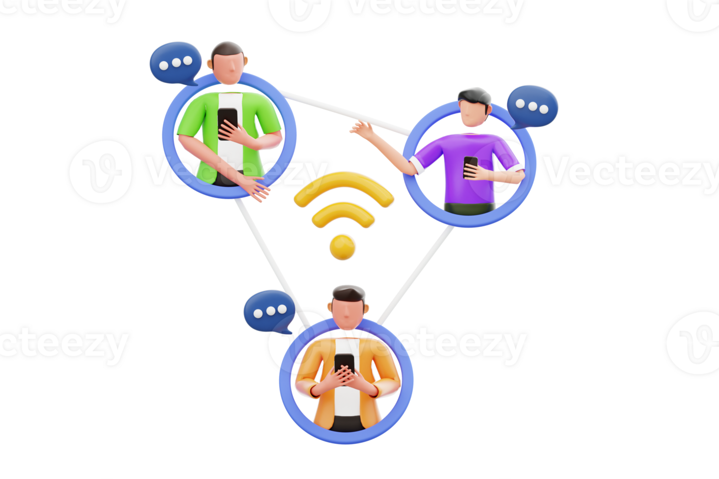 Online Group Chatting 3D Illustration. Digital Communication 3D Illustration png
