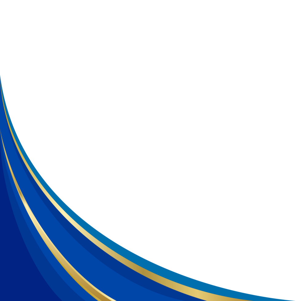 Luxury gradient blue and gold curve border png
