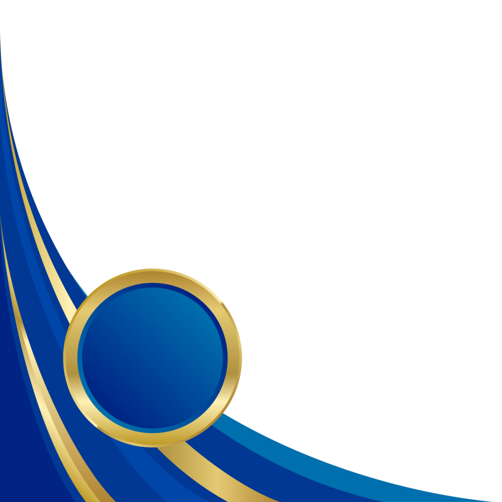 Blue gold curve corner border png