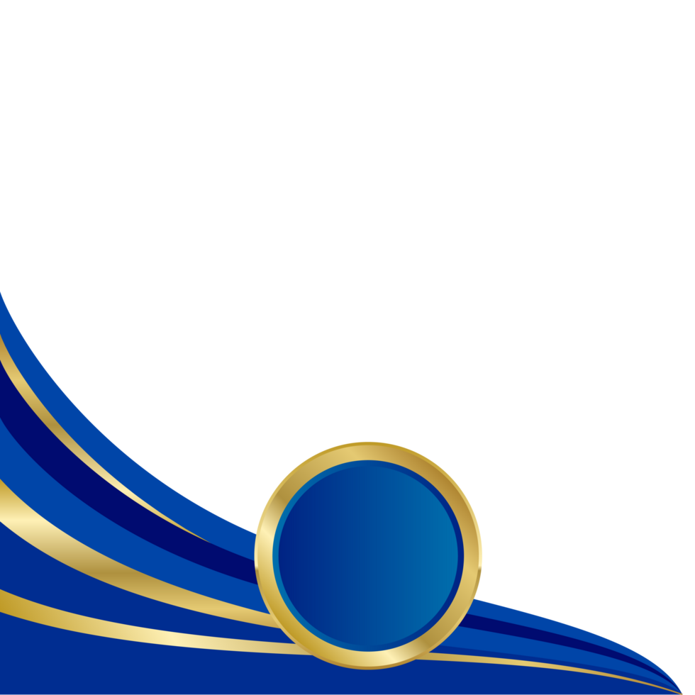 Blue gold gradient abstract curve corner border for business or certificate png