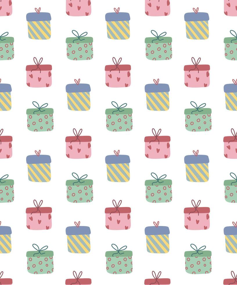 Seamless pattern with color gift boxes vector