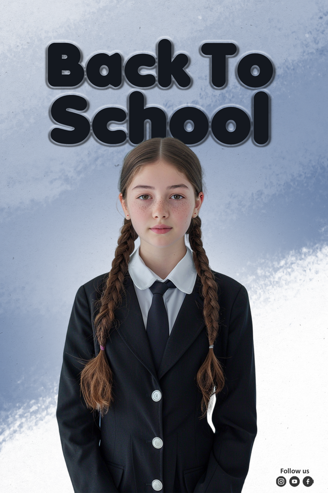 Young girl student of School Admission Open Post design psd