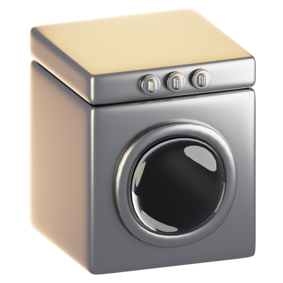 3d rendering bathroom icon concept. 3d render washing machine png