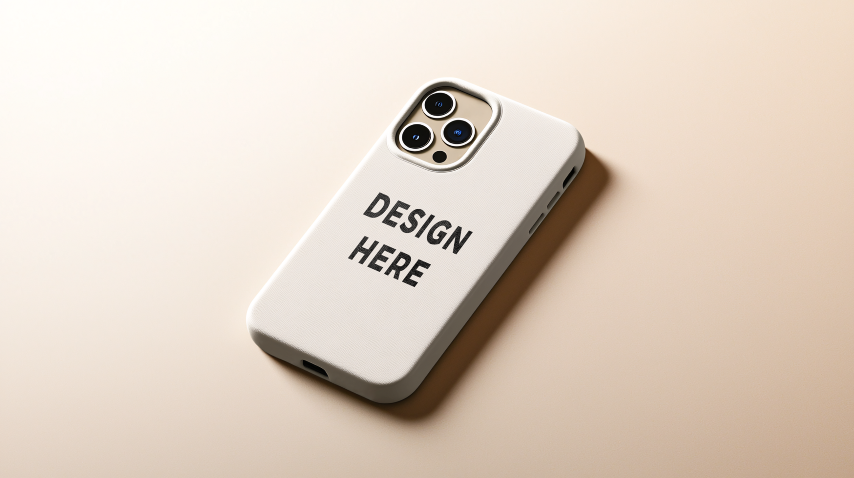 Phone case mockup on light beige background for branding and marketing psd