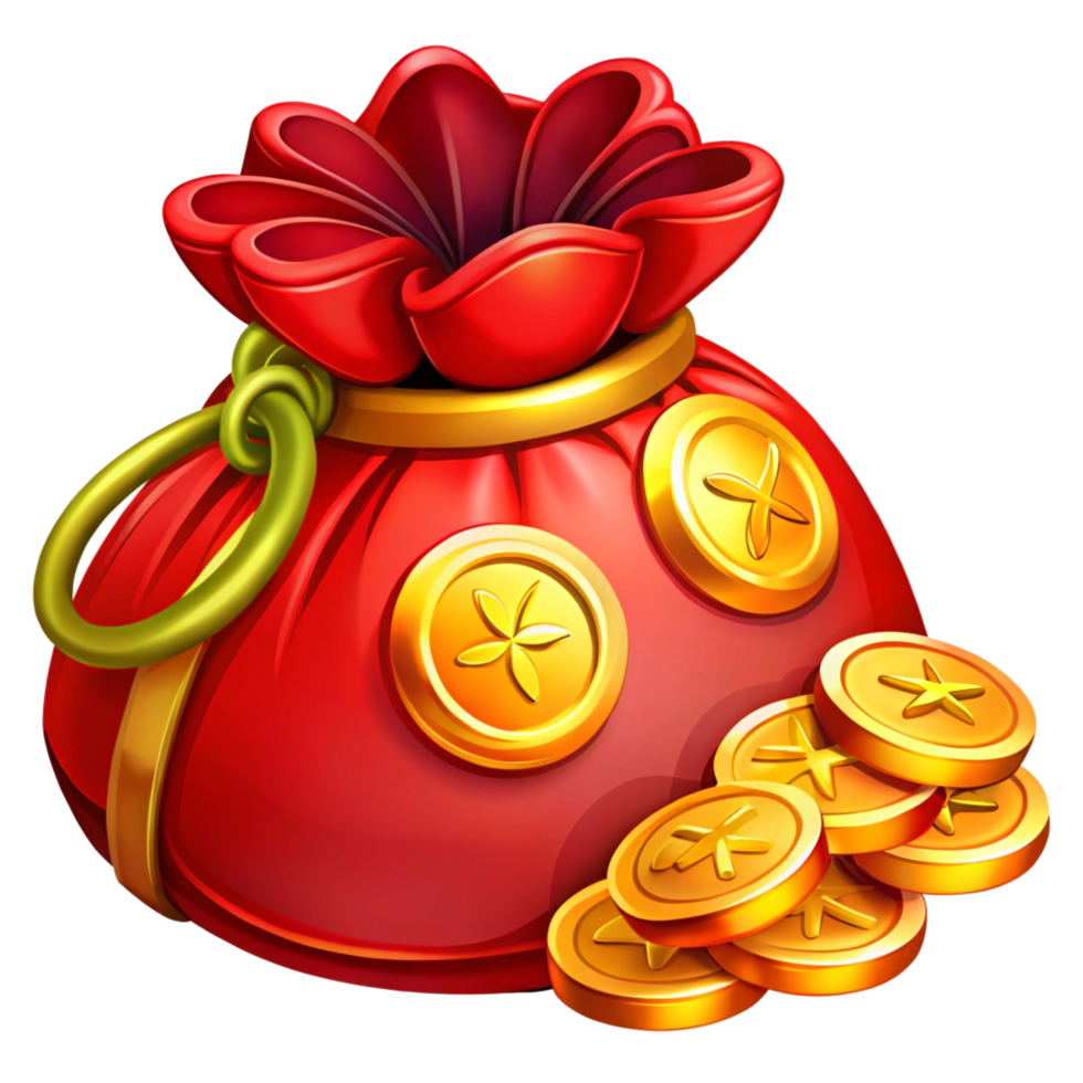 Chinese Coin Bag Representing Wealth and Luck png