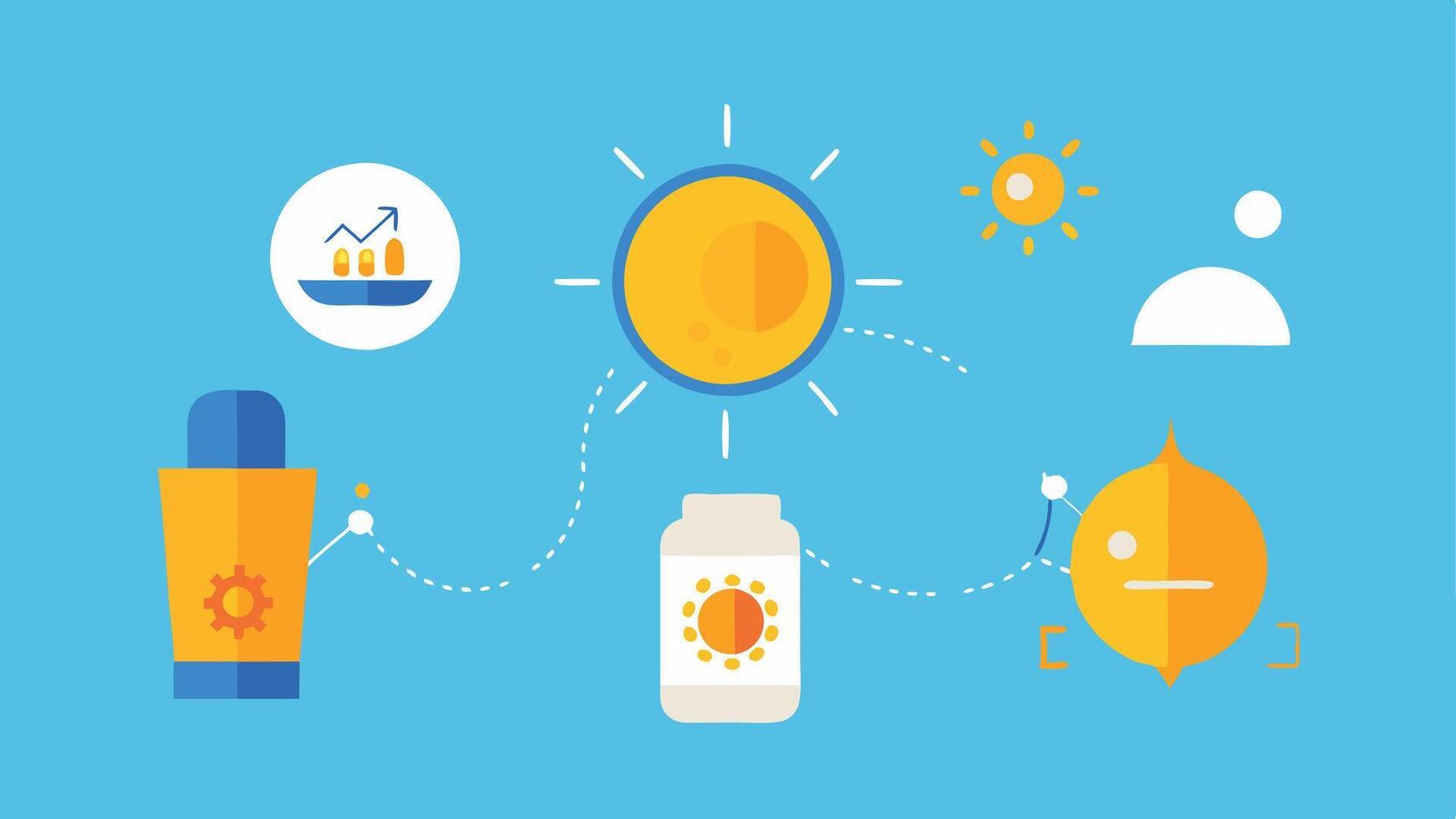 These illustration concepts convey the benefits of nanotechnology in enhancing sunscreen efficiency while keeping the designs simple and relatable.. vector
