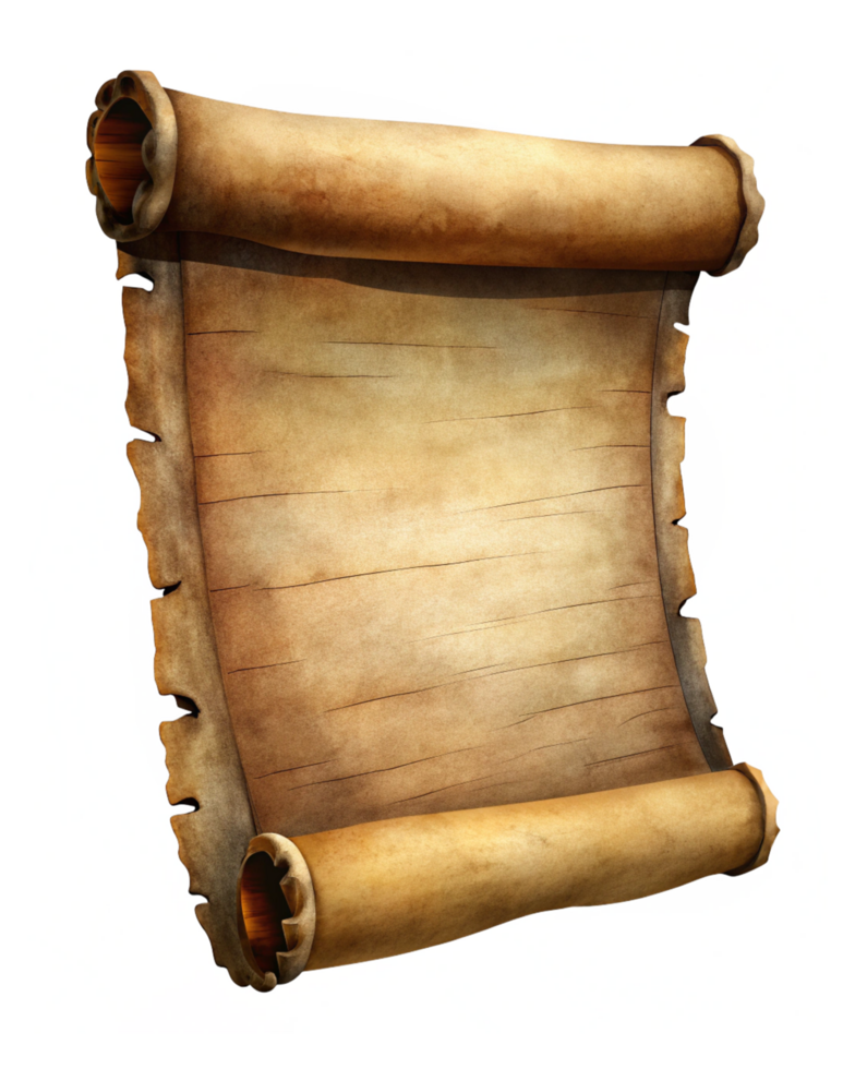 Aged Parchment Scroll with Ornate Patterns png