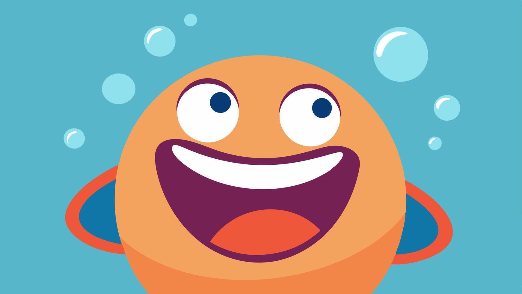Upturned Eyes and Flushed Cheeks A cartoon character with big circular eyes that are partially closed in joy showcasing a wide toothy grin. The are rounded and flushed adding to. vector