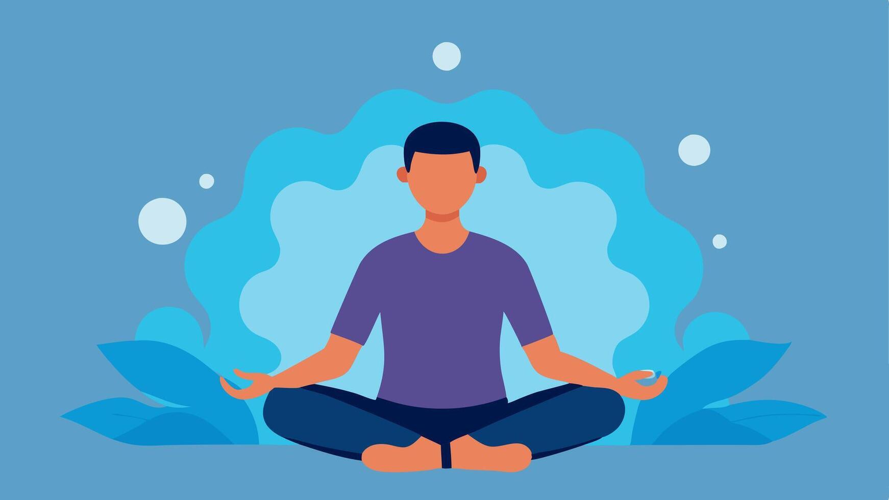 Mindfulness Session A patient sitting in a meditative pose wearing a smarch that shows guided breathing exercises with calming waves or mandala shapes in the background.. vector