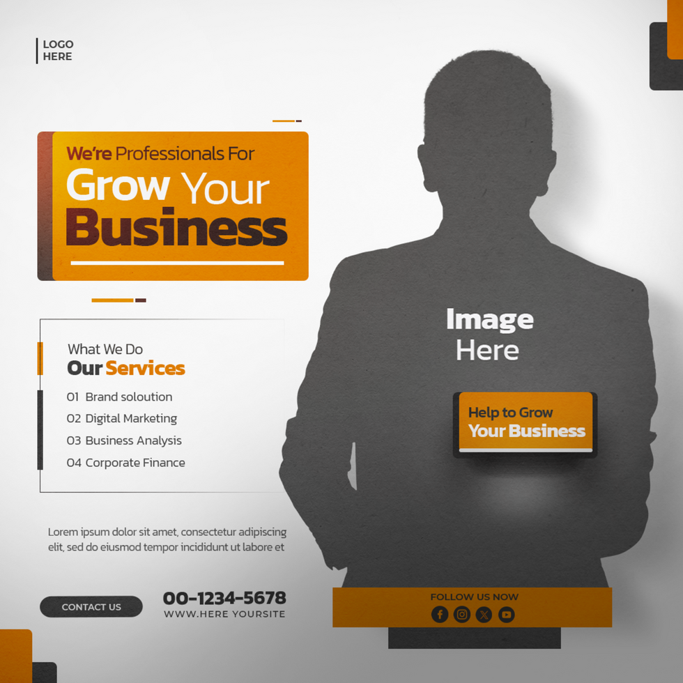 A business template with a man in a suit psd