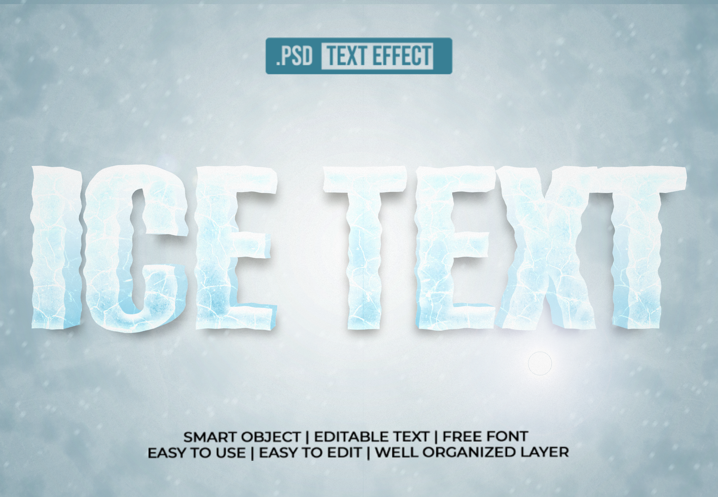3D Editable Ice Text Effect psd