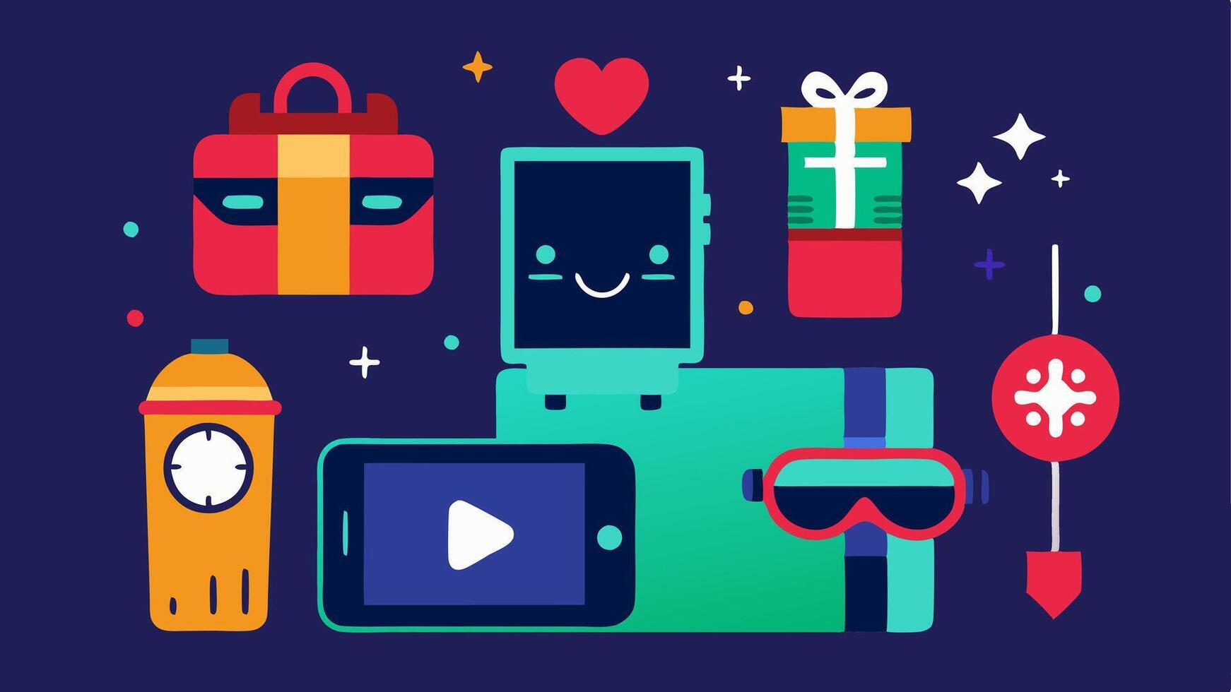 These descriptions can be used to conceptualize illustrations that capture the essence of wearable tech promotions during Cyber Monday.. vector