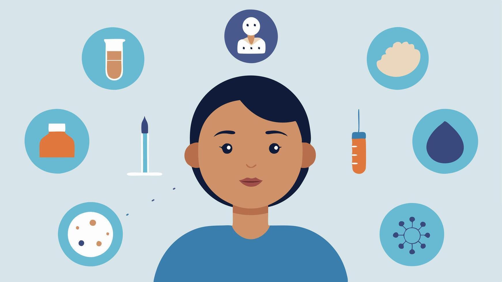Treating Skin Conditions An infographicstyle illustration that shows various skin conditions like acne scars and fine lines with icons indicating how microneedling and exosome. vector