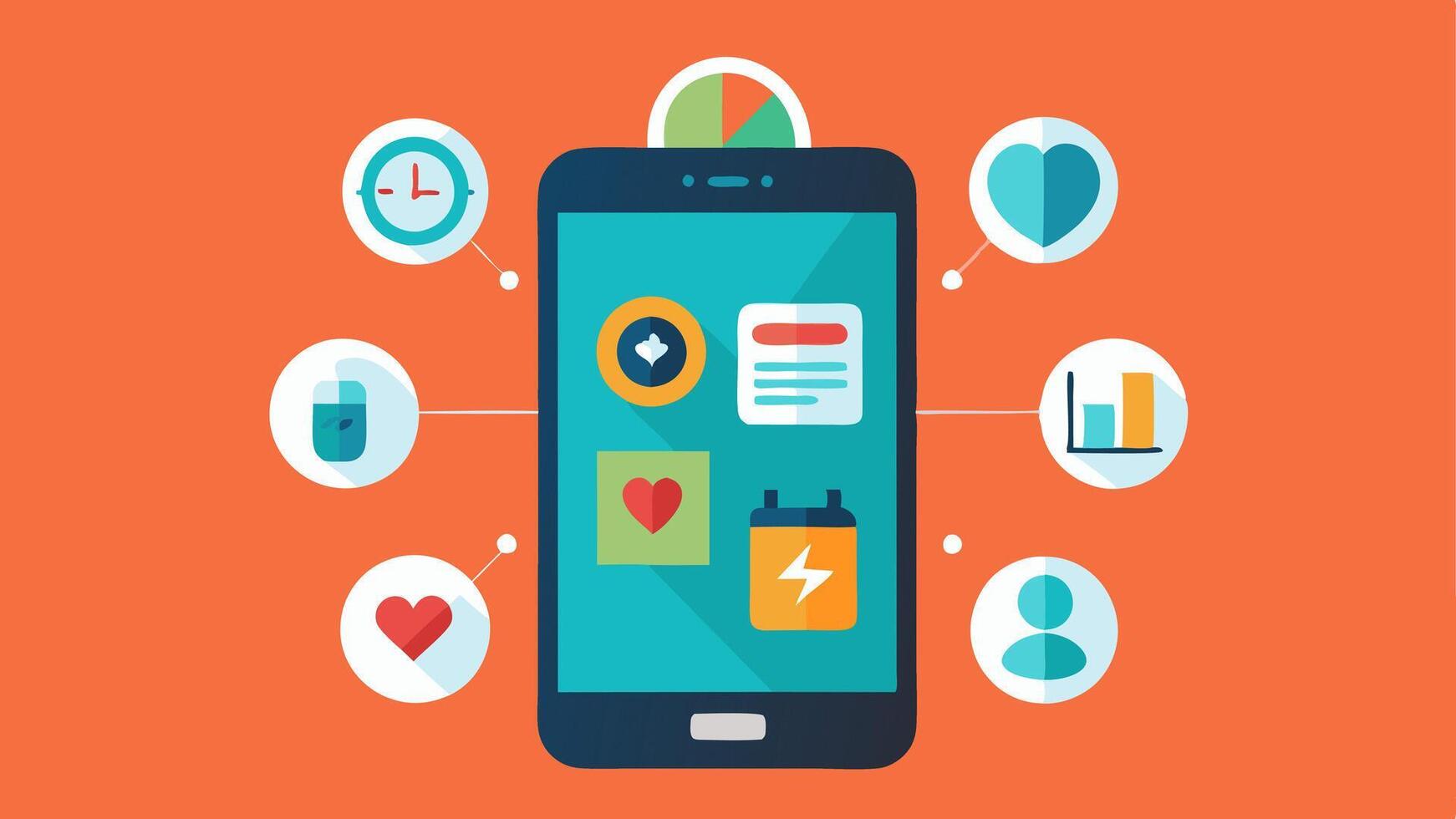 Mobile Health Apps A smartphone displaying various health applications monitoring different aspects like fitness medication reminders and nutrition tracking showcasing digital. vector