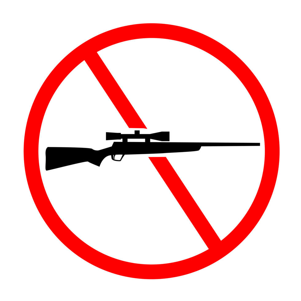 no hunting sign with a rifle on it png